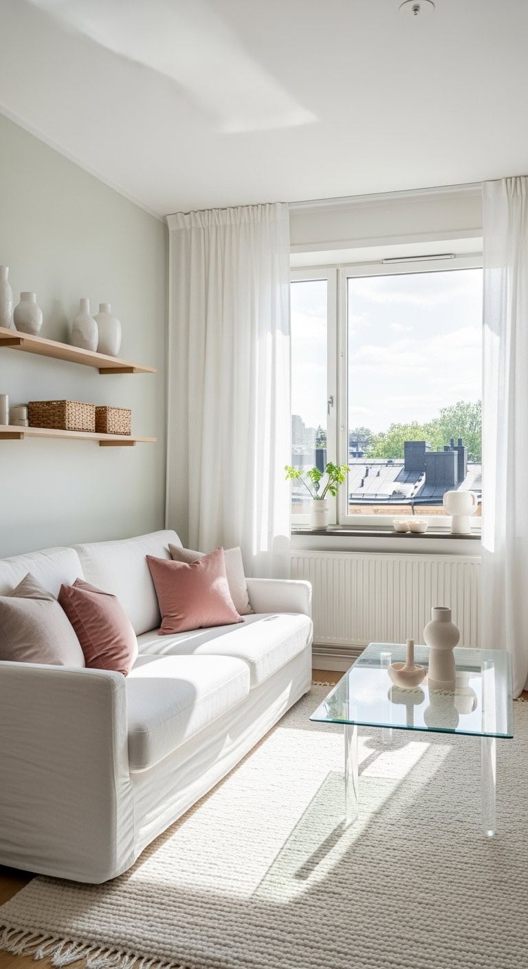 airy pastel minimalist living room
