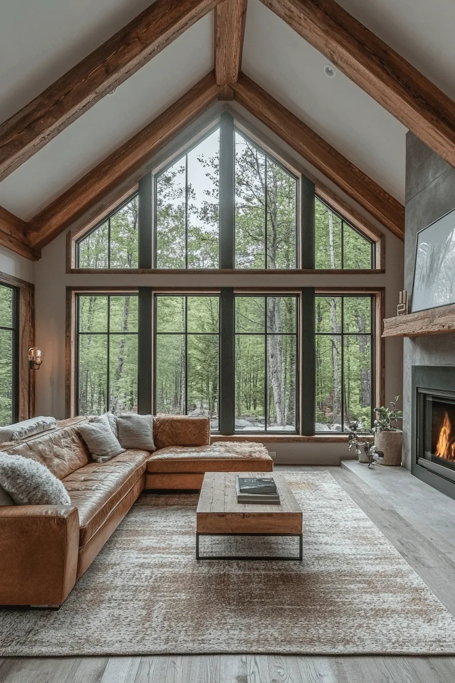 Modern rustic cabin living room