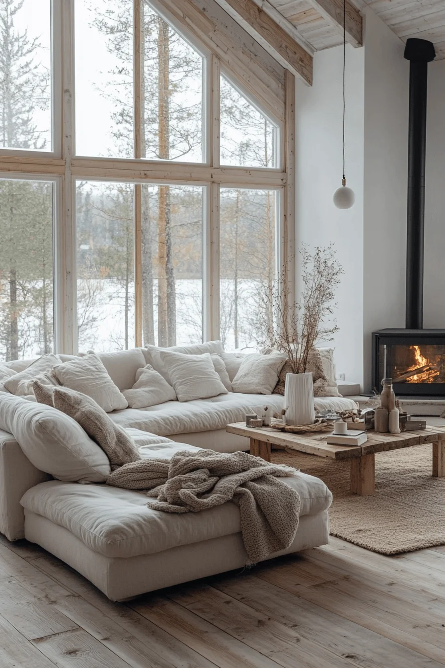 Scandinavian style cabin living room