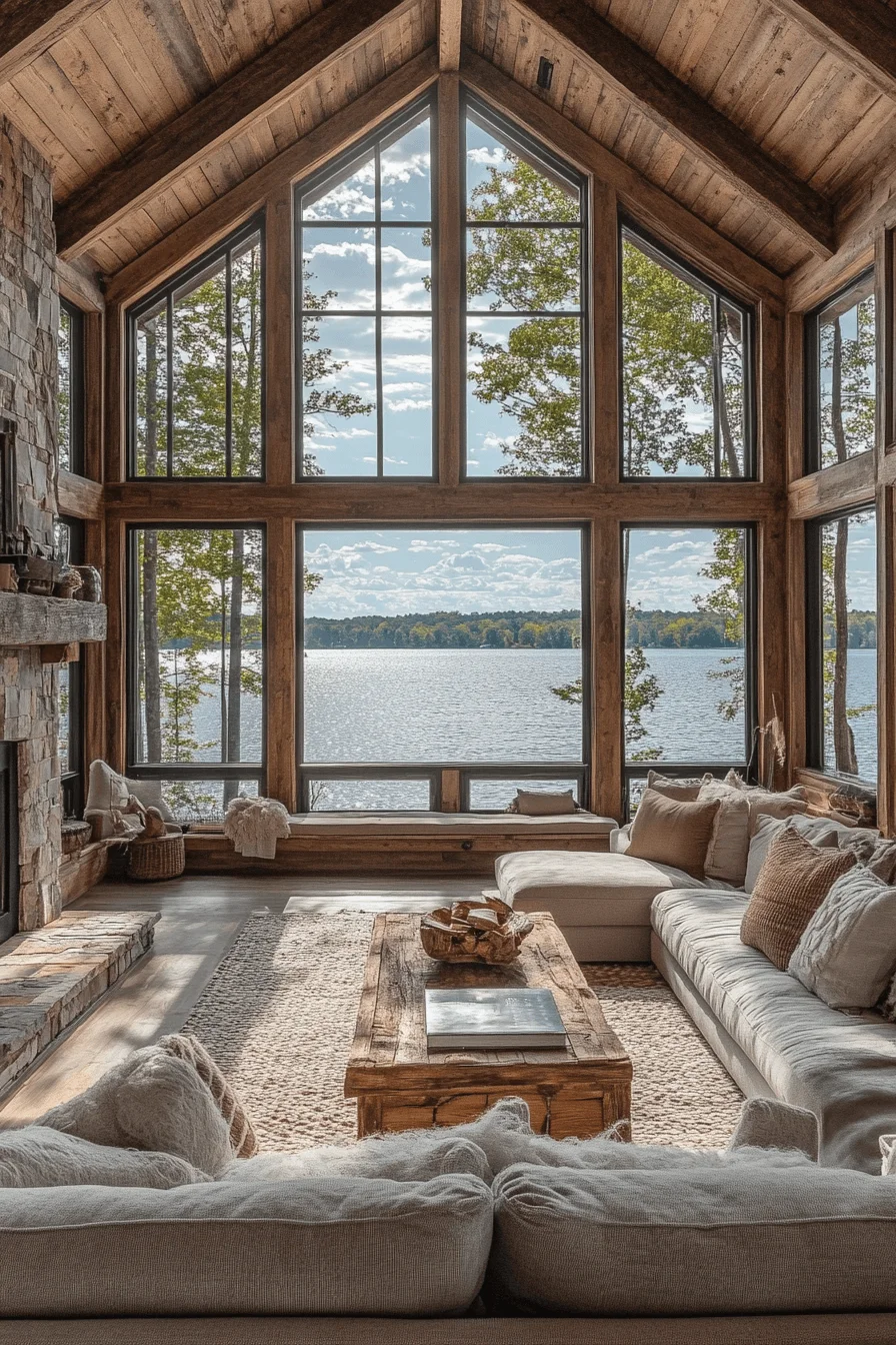 Lakeside cabin living room