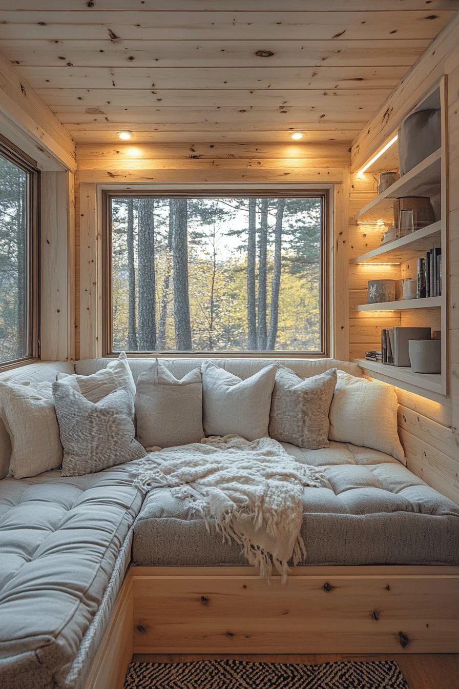 Compact cabin living room