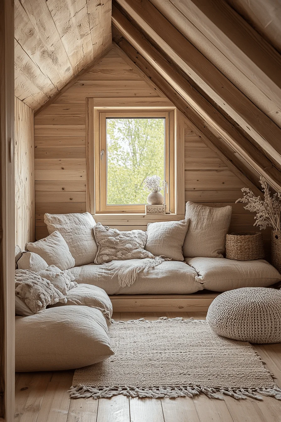 Loft style cabin living room