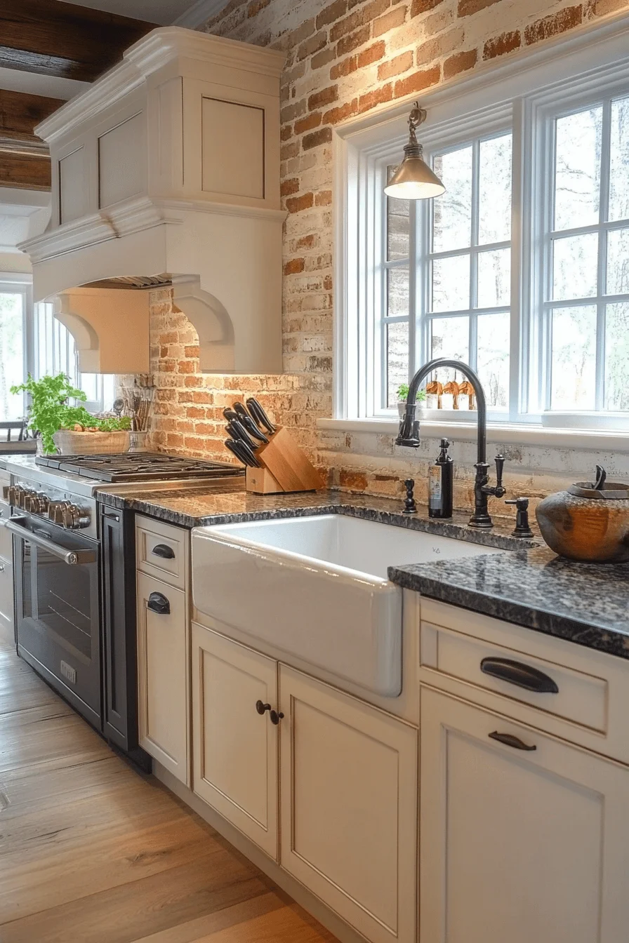 Rustic Brick Kitchen Backsplash