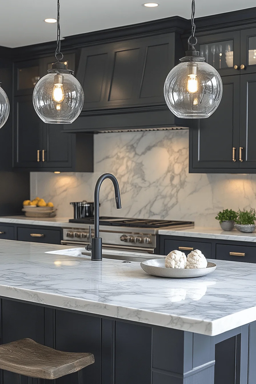 Marble Veined Kitchen Backsplash