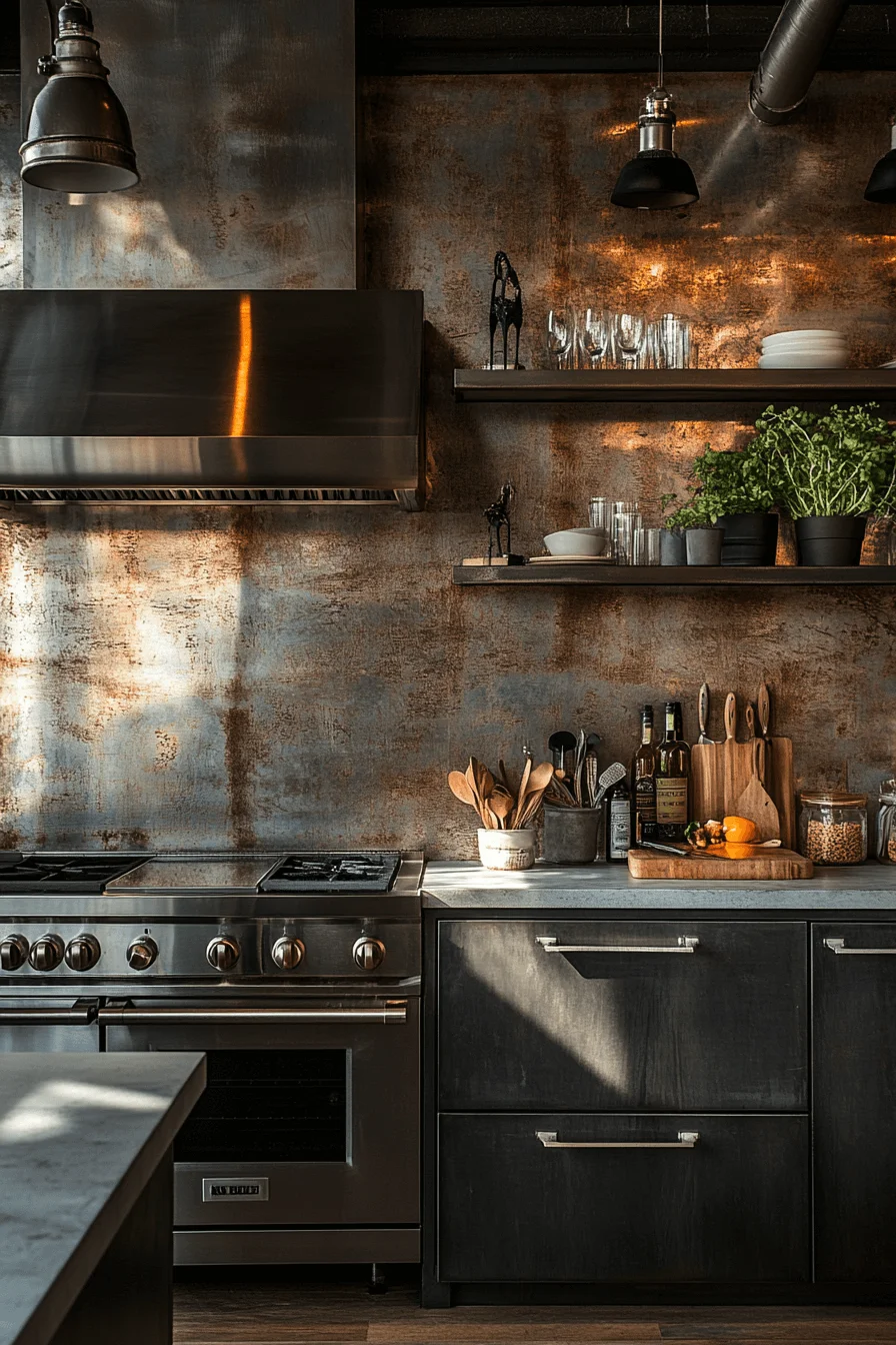 Metallic Kitchen Backsplash