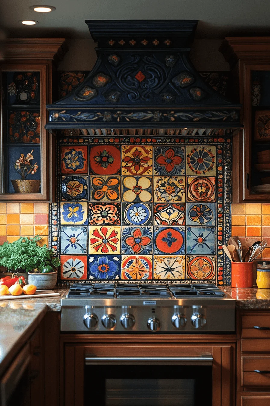 Colorful Ceramic Tile Kitchen Backsplash