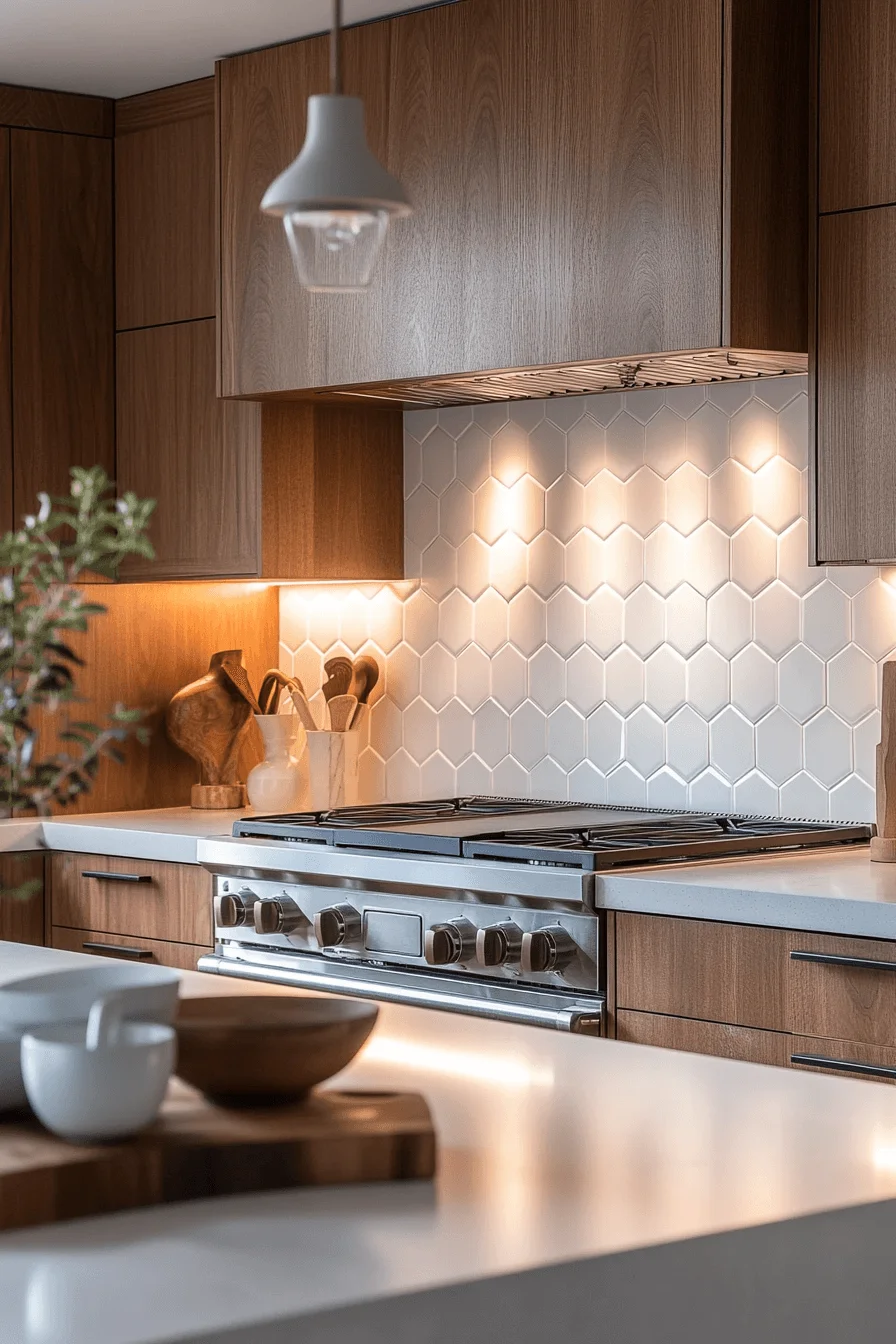 Honeycomb Tile Kitchen Backsplash