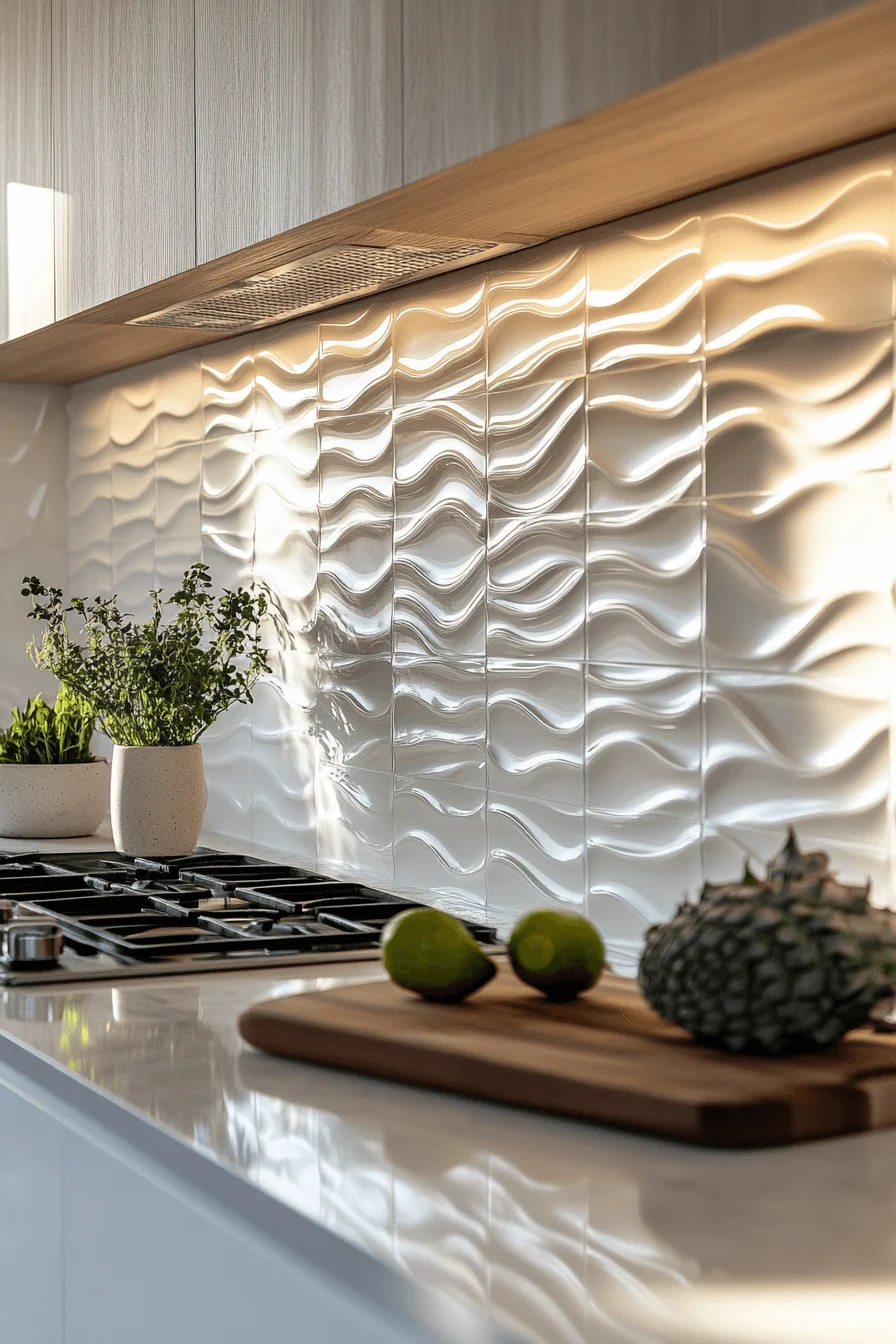 3D Textured Kitchen Backsplash