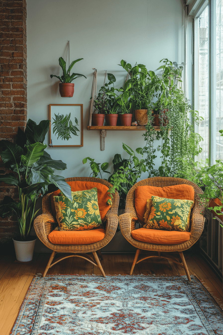Small apartment with plants and natural tones