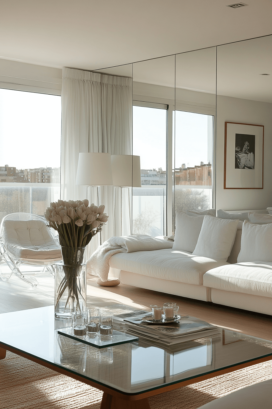 Light colors and mirrors in small apartment