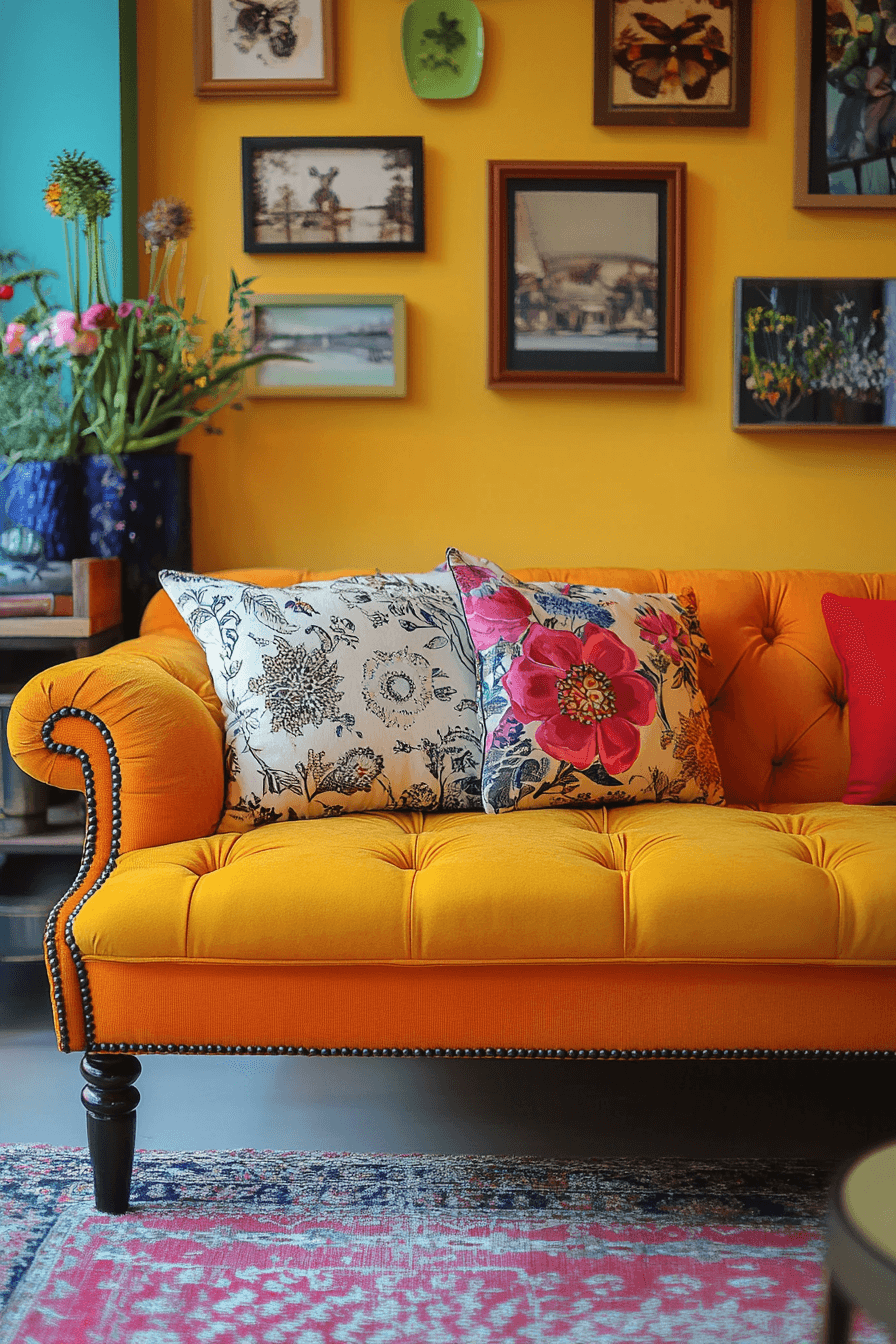 Bright patterns and lively colors in small apartment