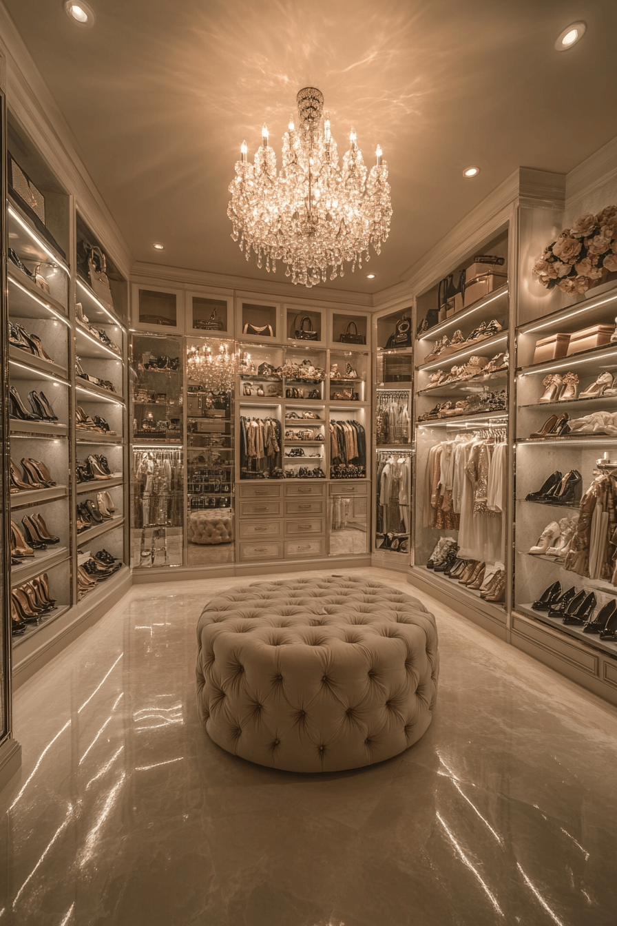 Crystal chandelier in closet
