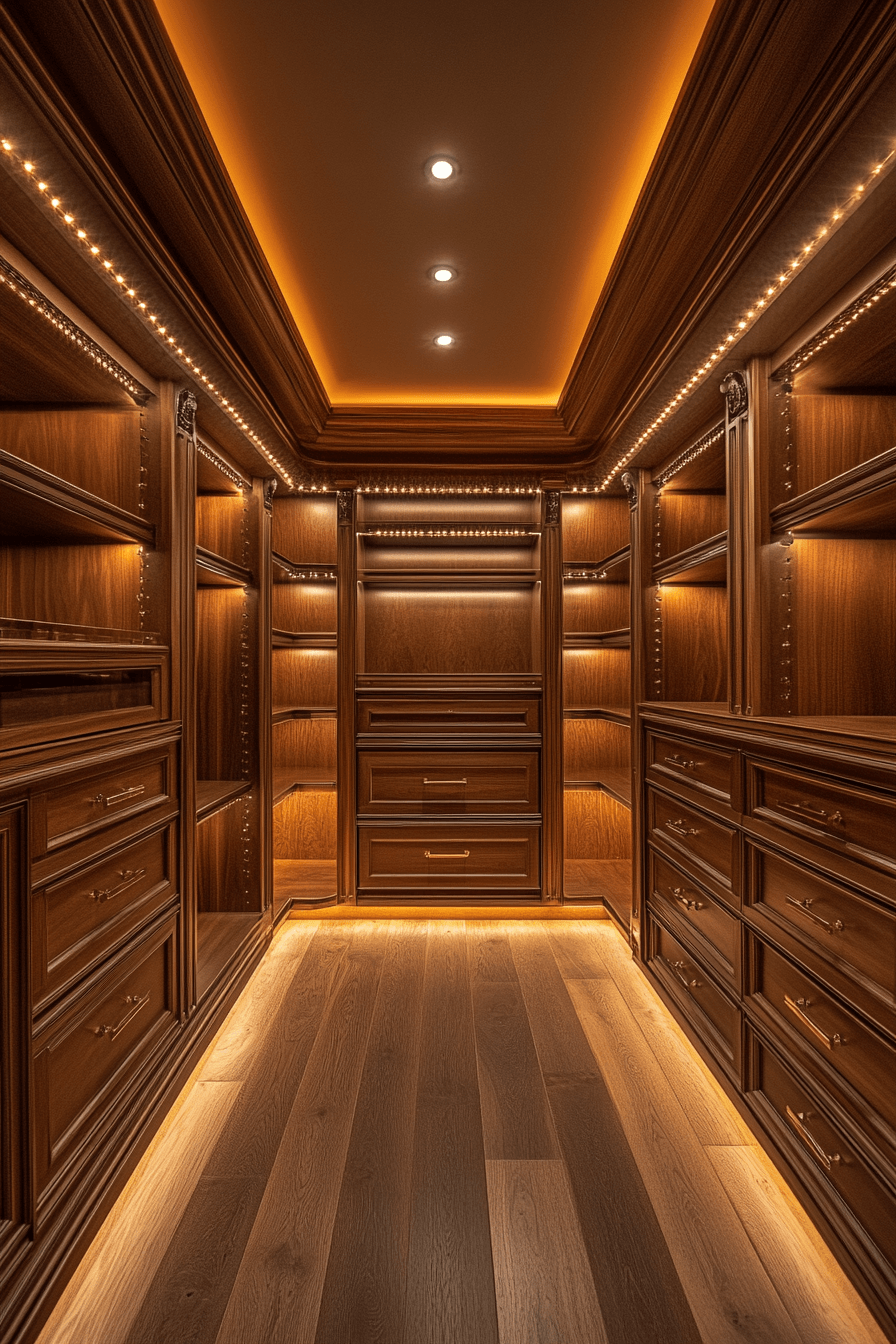 Luxe lighting in wardrobe