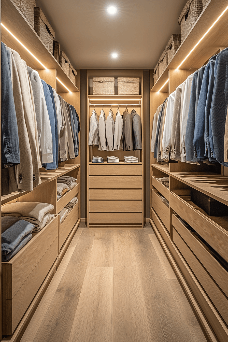 Open concept wardrobe layout