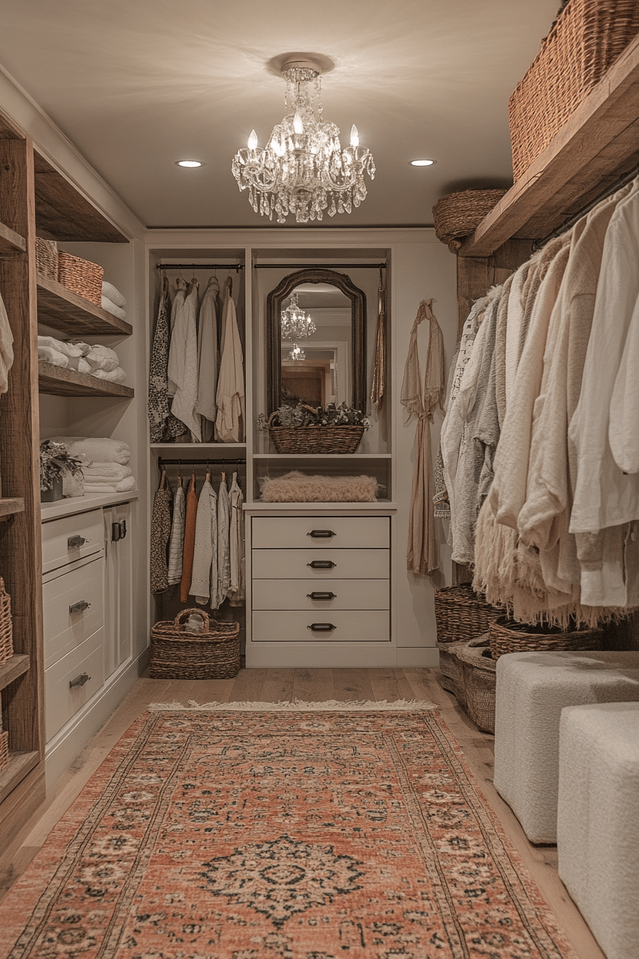 Glamorous farmhouse wardrobe closet