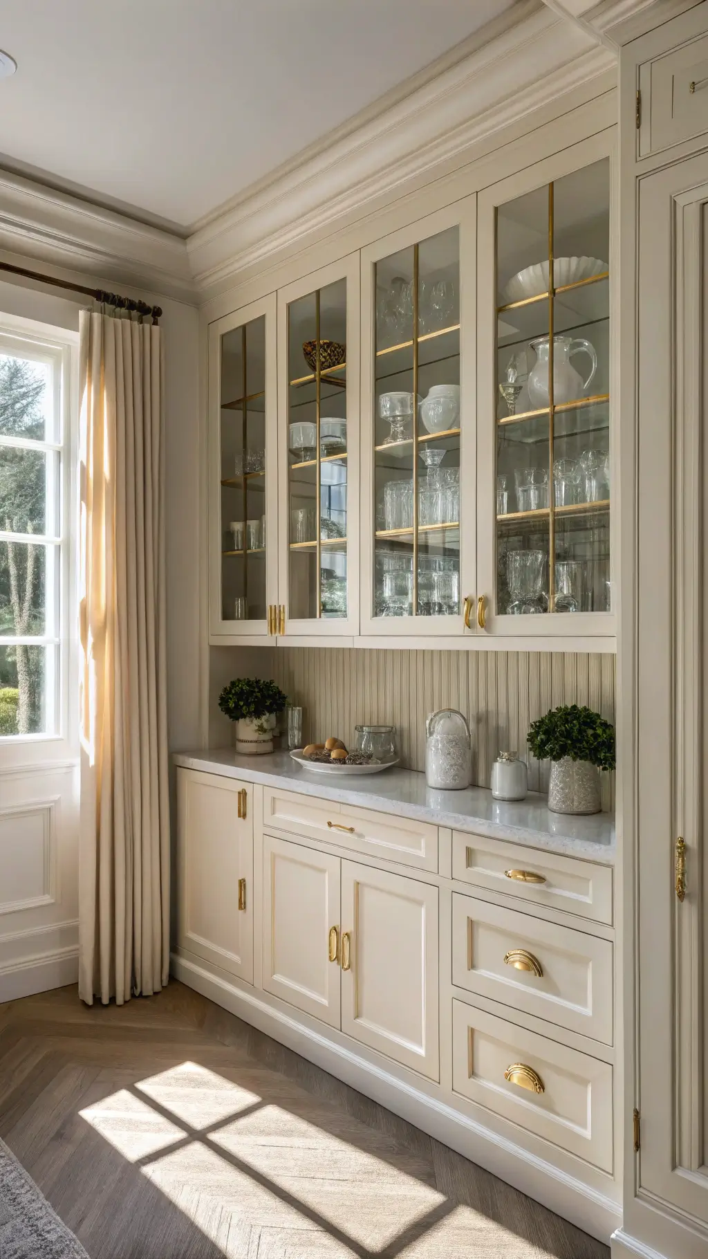 Farmhouse kitchen with green cabinetry