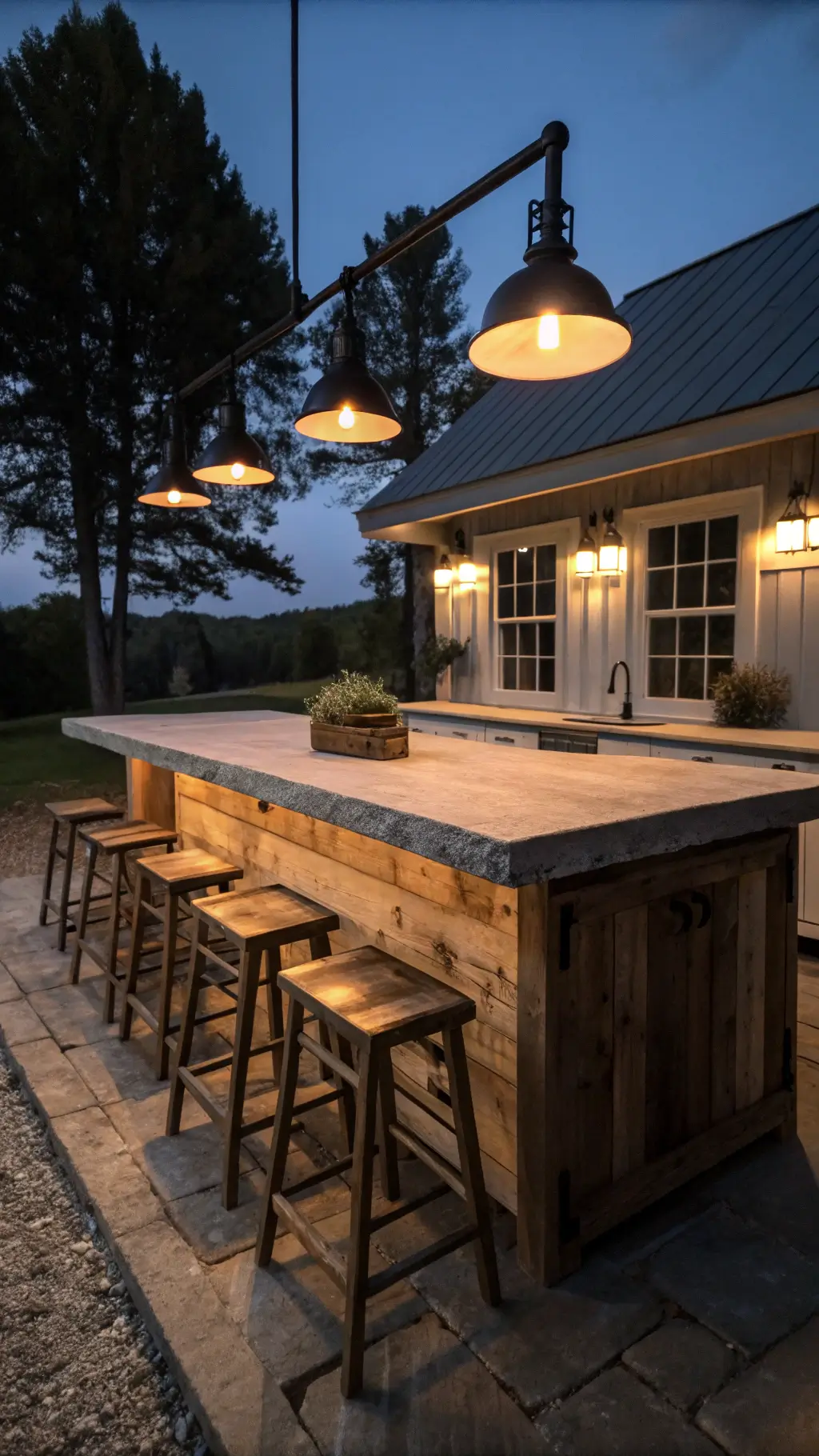 Warm accent colors in farmhouse kitchen