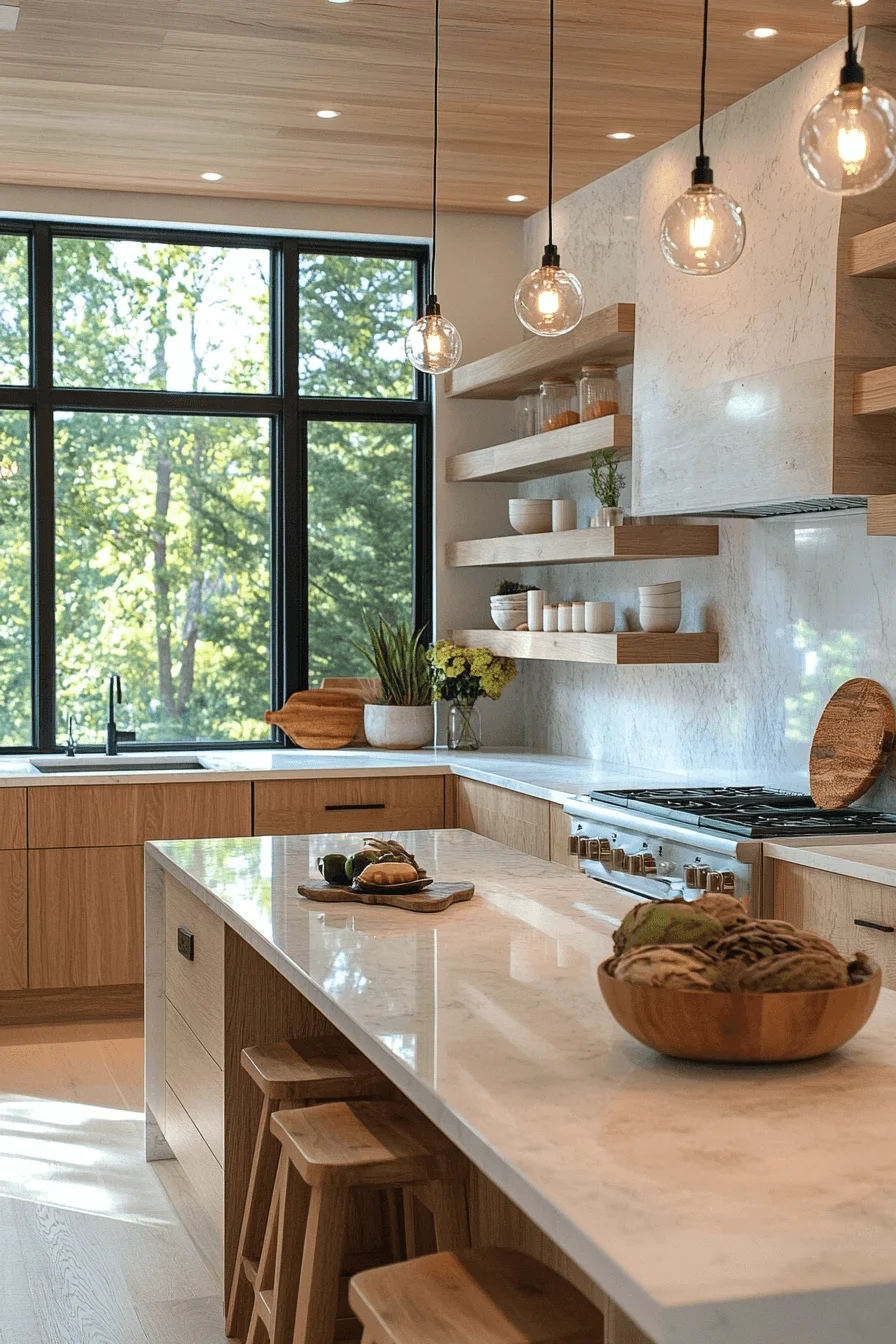 Light kitchen with pale wood and clean lines