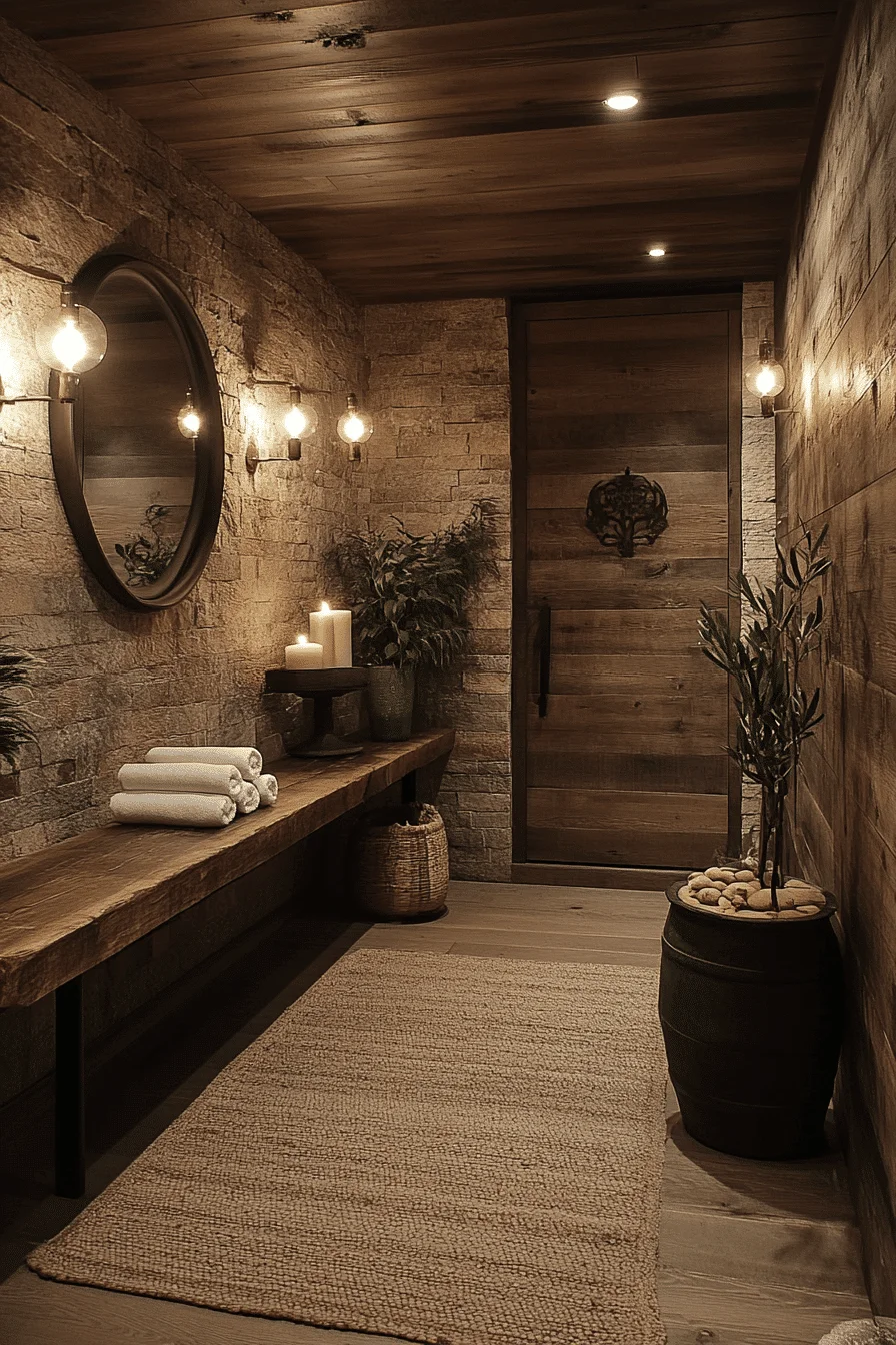 Hallway with mirrors and sleek fixtures
