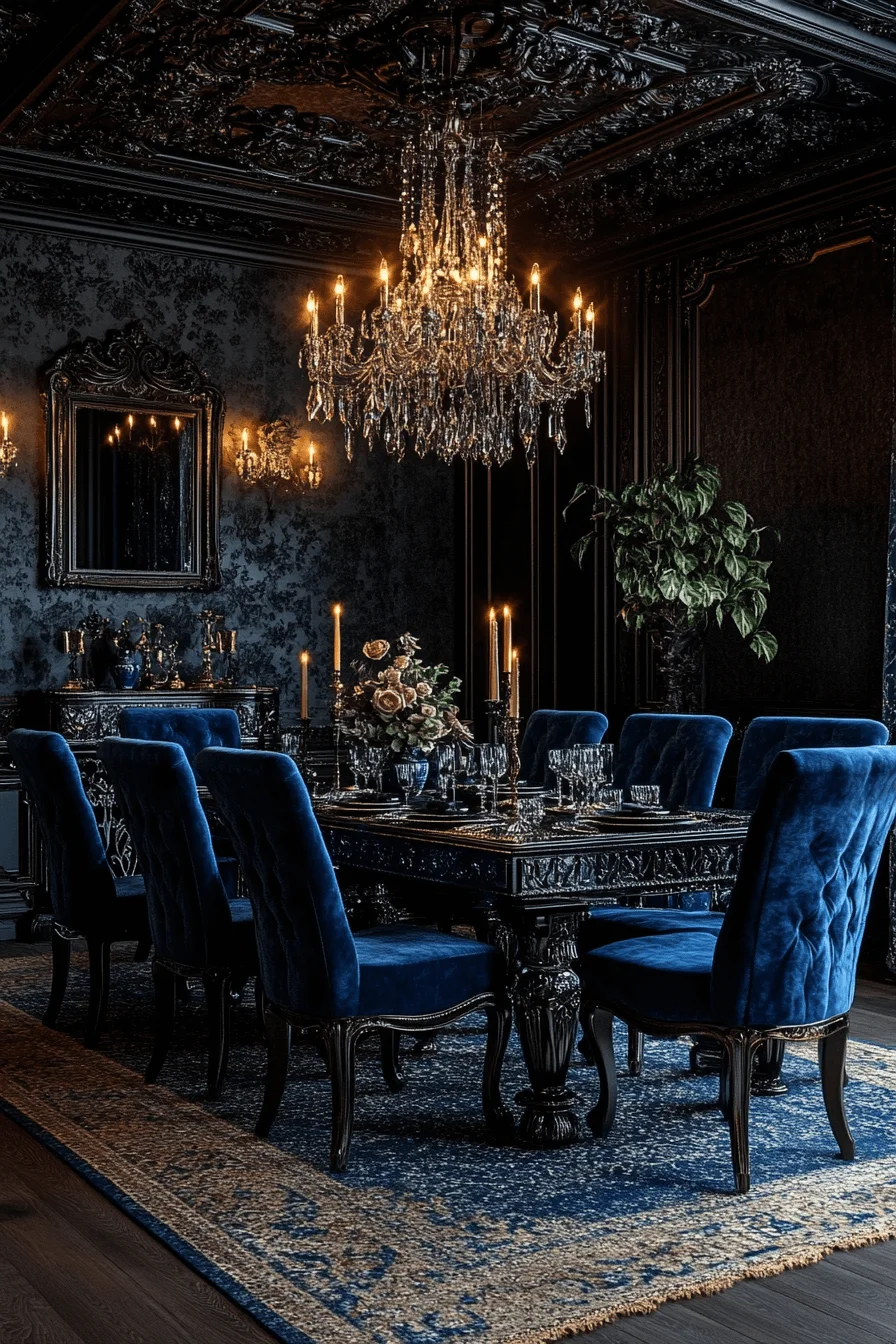 Intricate dark maximalism interior