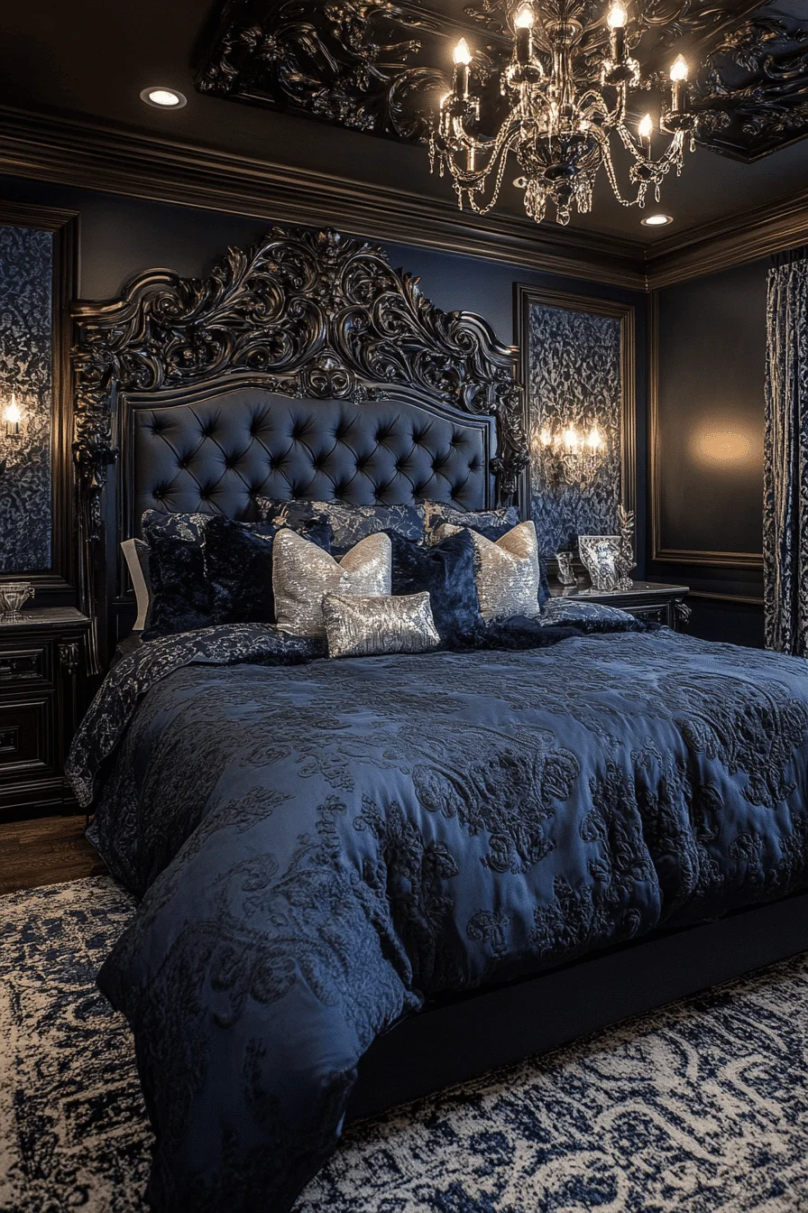 Celestial dark maximalism with blues and gold