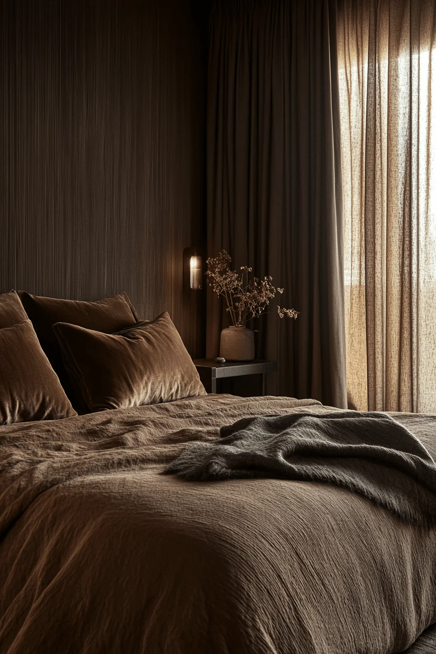 Silk and shadowy hues in dark maximalism