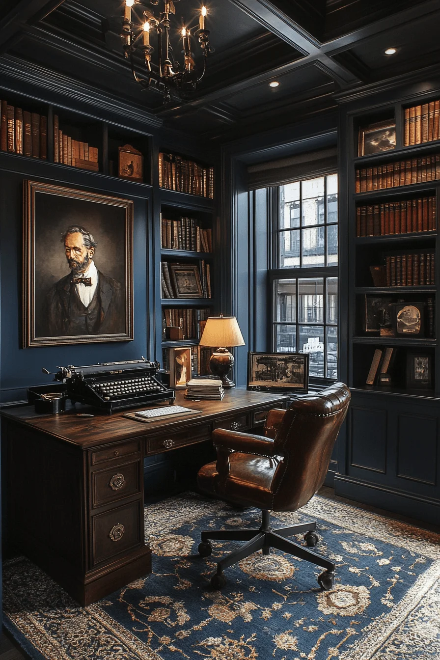 Midnight blues and starry accents in dark maximalism