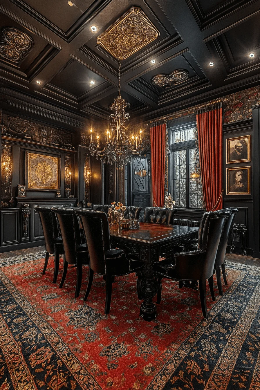 Rich woods and brocade in dark maximalism