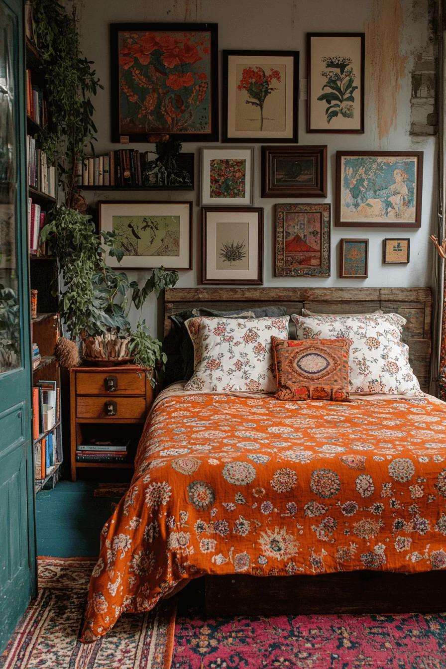 Eclectic bedroom with vintage and new decor