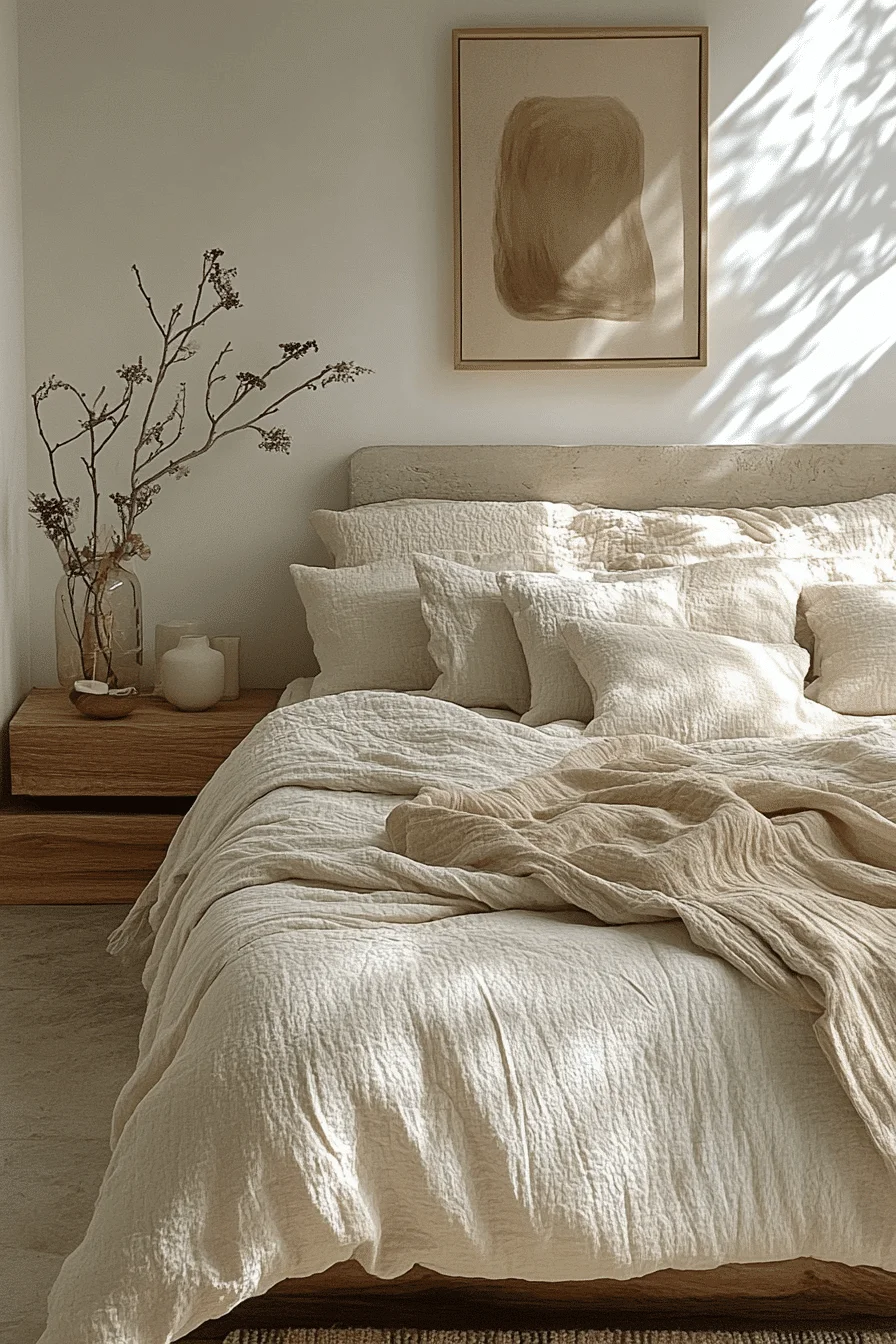 Minimalist bedroom with simple decor and neutral tones