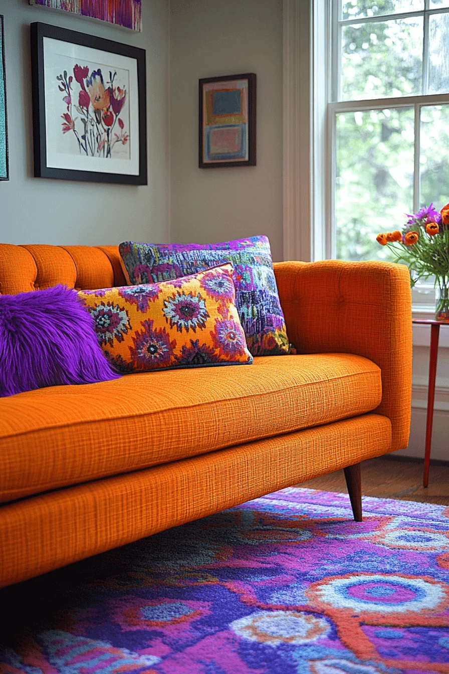 Living Room with Bright Color Accents