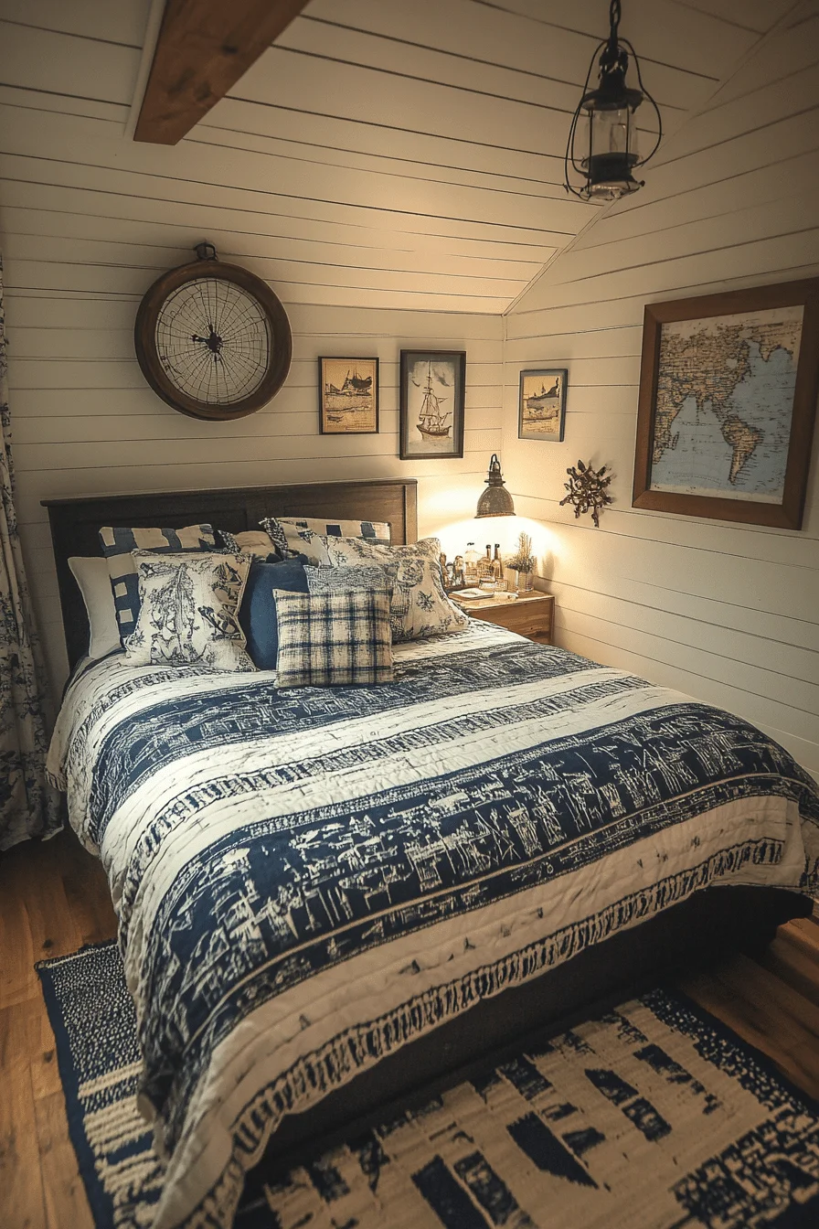 Nautical elements combined with bohemian style in a coastal bedroom