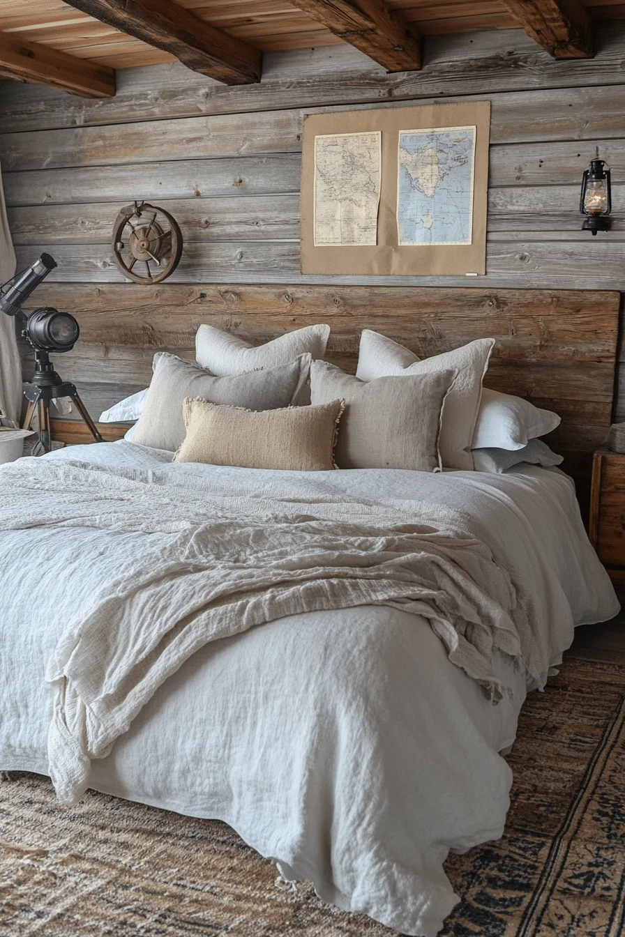 Cozy boho coastal bedroom with sun-bleached tones and natural textures