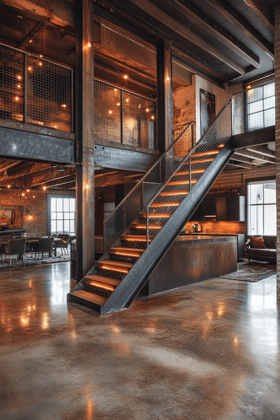 Steel staircase with minimalist design