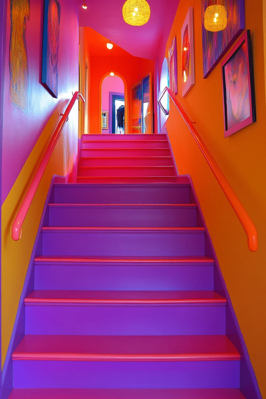 Colorful painted staircase steps