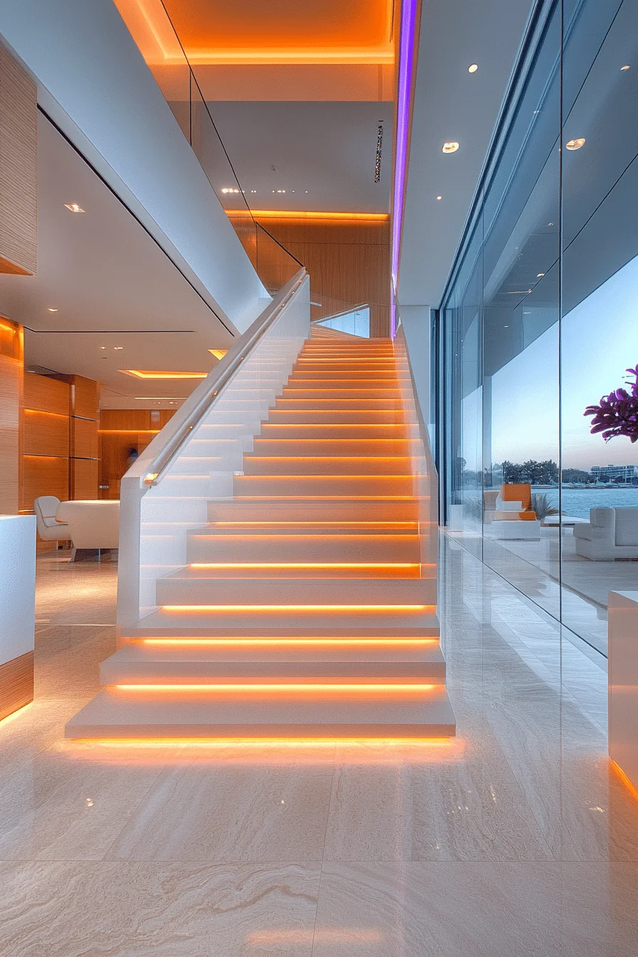 Staircase with LED lighting