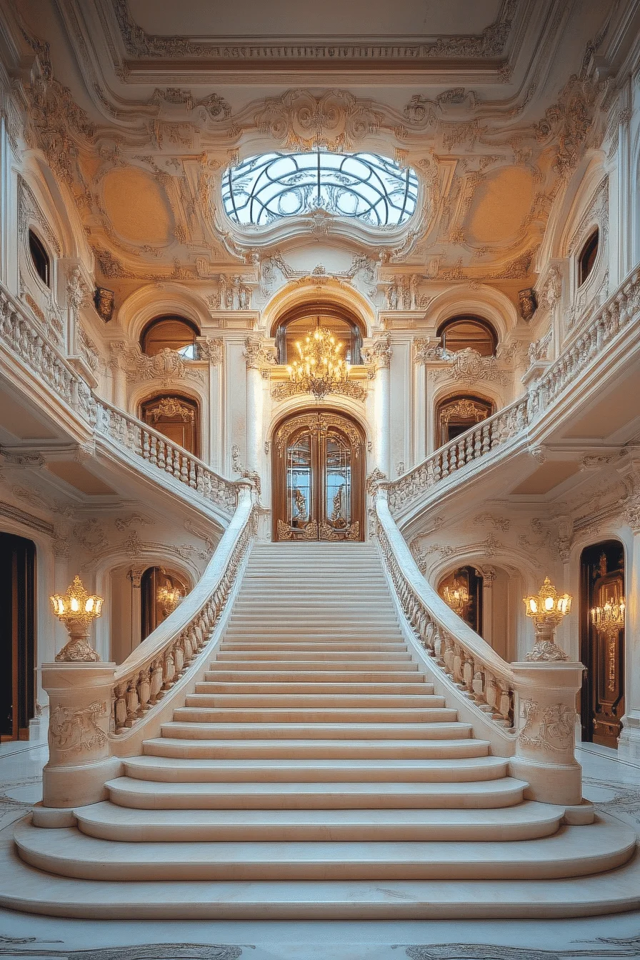 Double staircase with symmetrical design