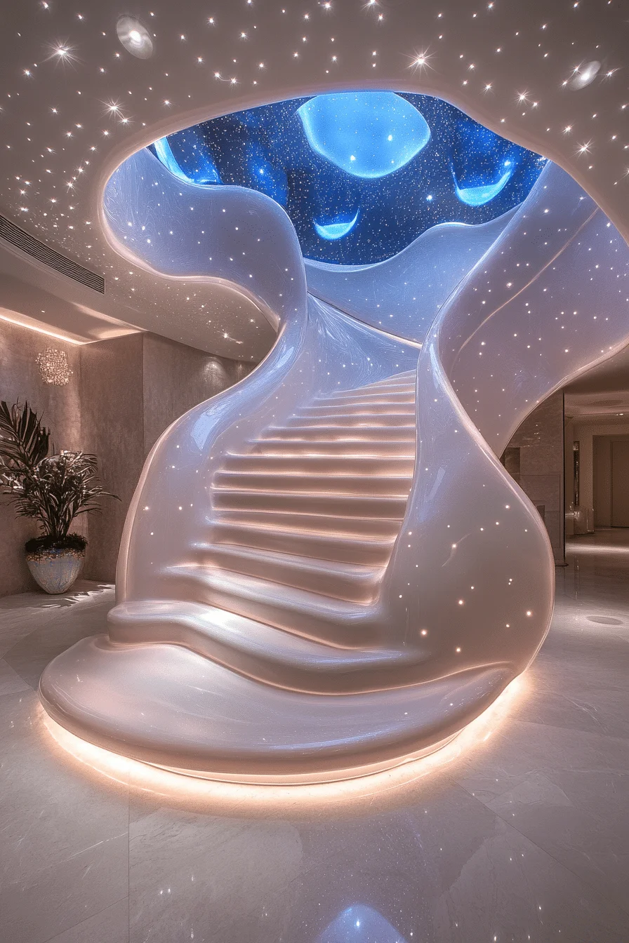 Modern staircase with innovative materials