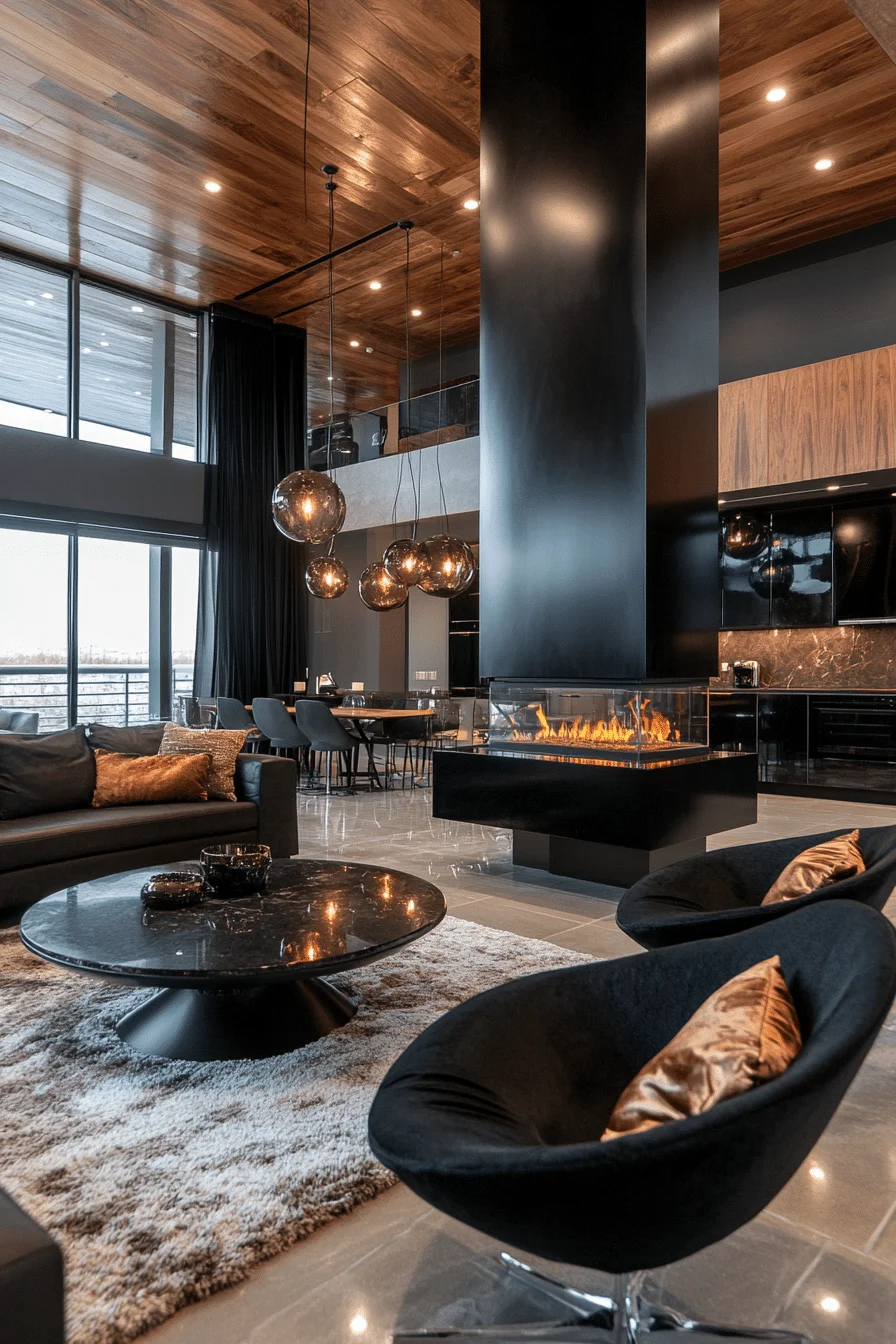 Black Finish Fireplace