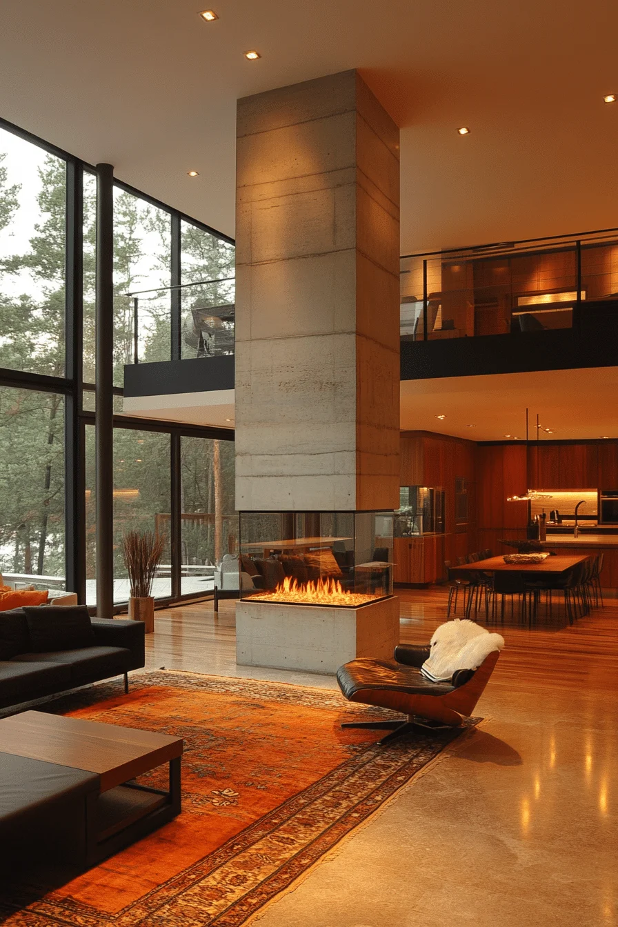 Freestanding Room Divider Fireplace