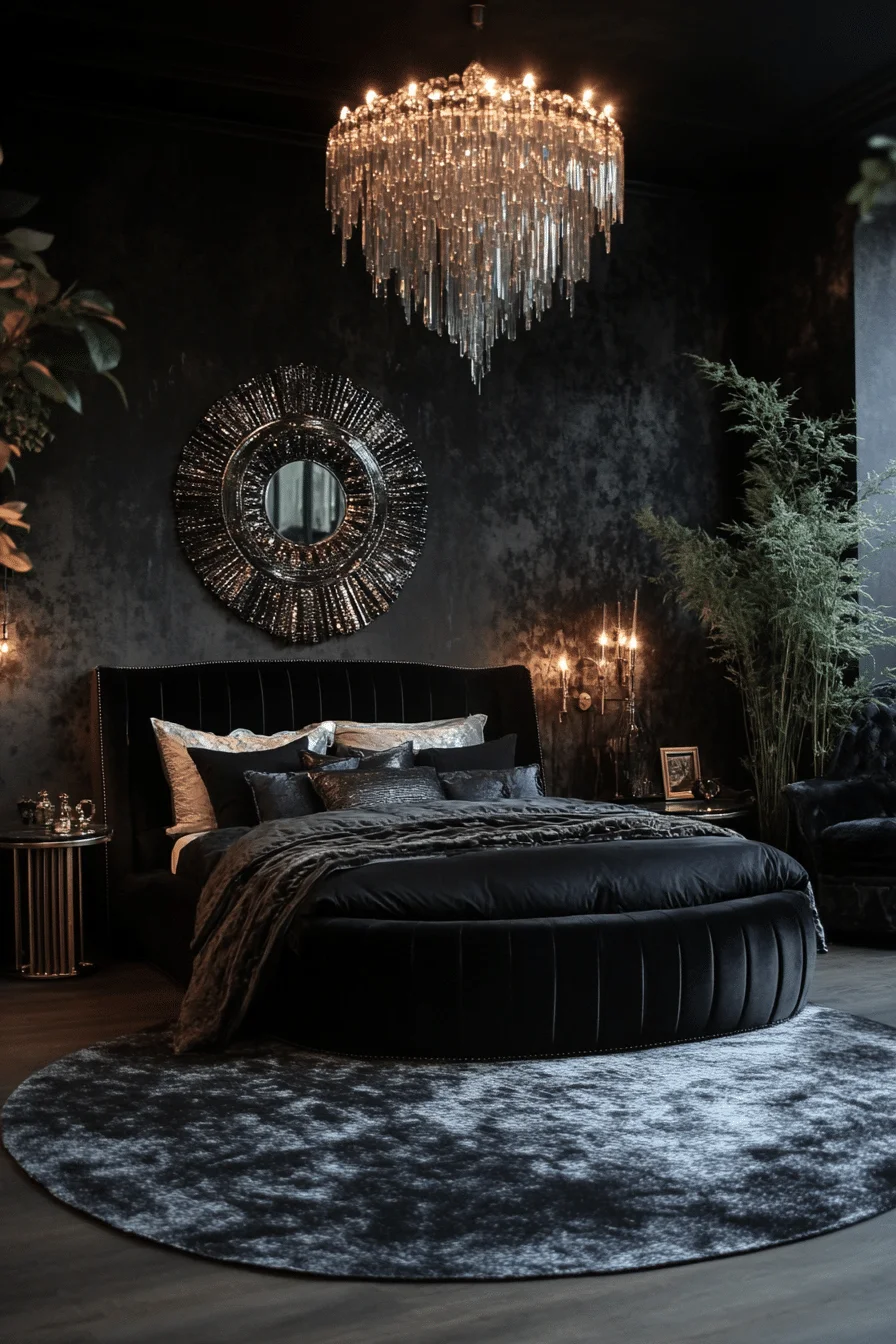 Onyx walls with bright accent pieces