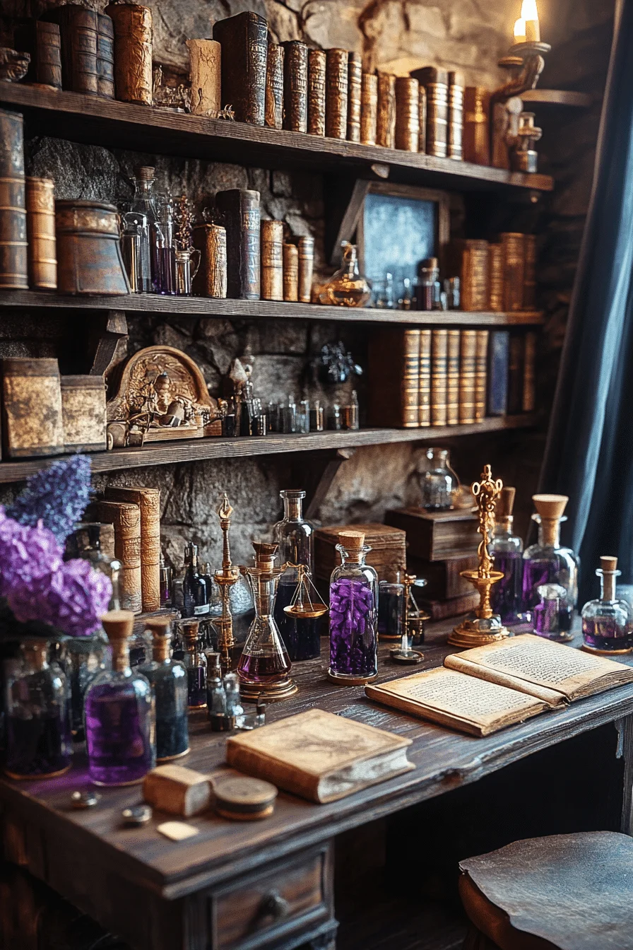 Rustic boho bedroom with alchemy-inspired decor