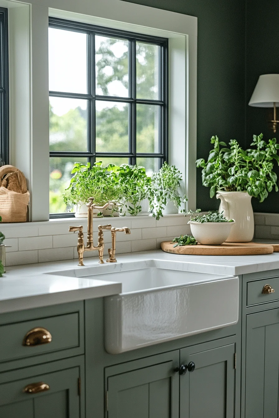 Sage green kitchen walls