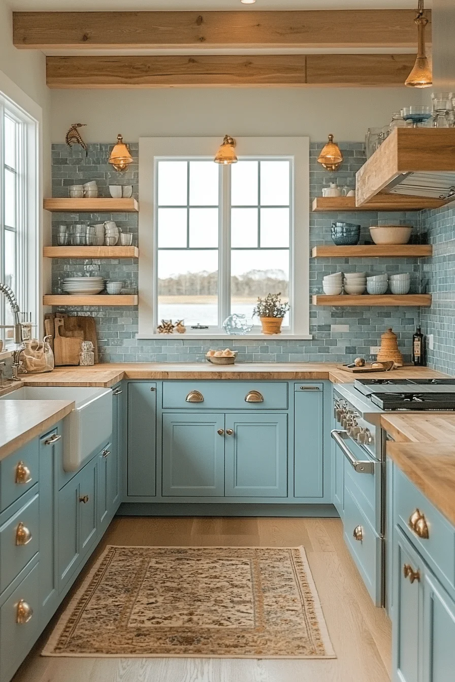 Coastal blue kitchen walls