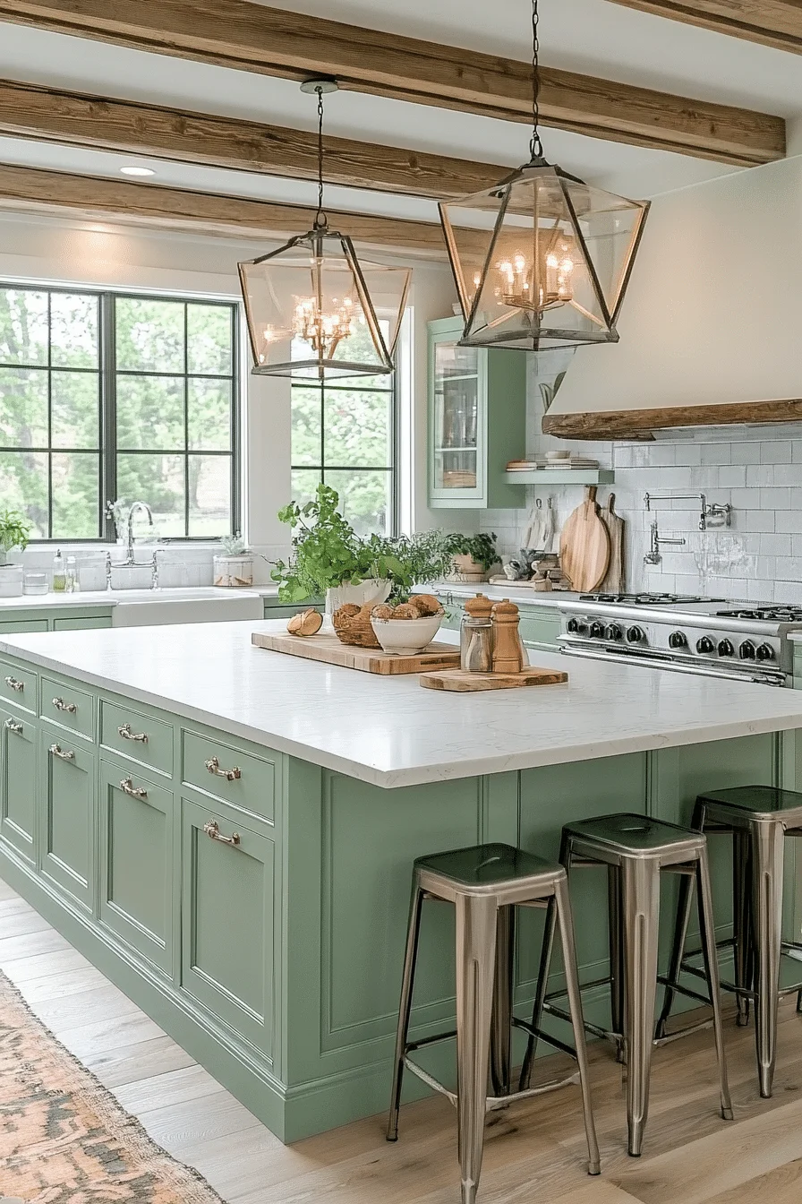 Mint green kitchen walls