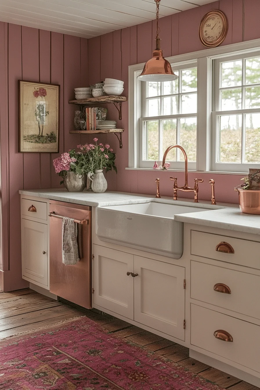 Rose blush kitchen walls
