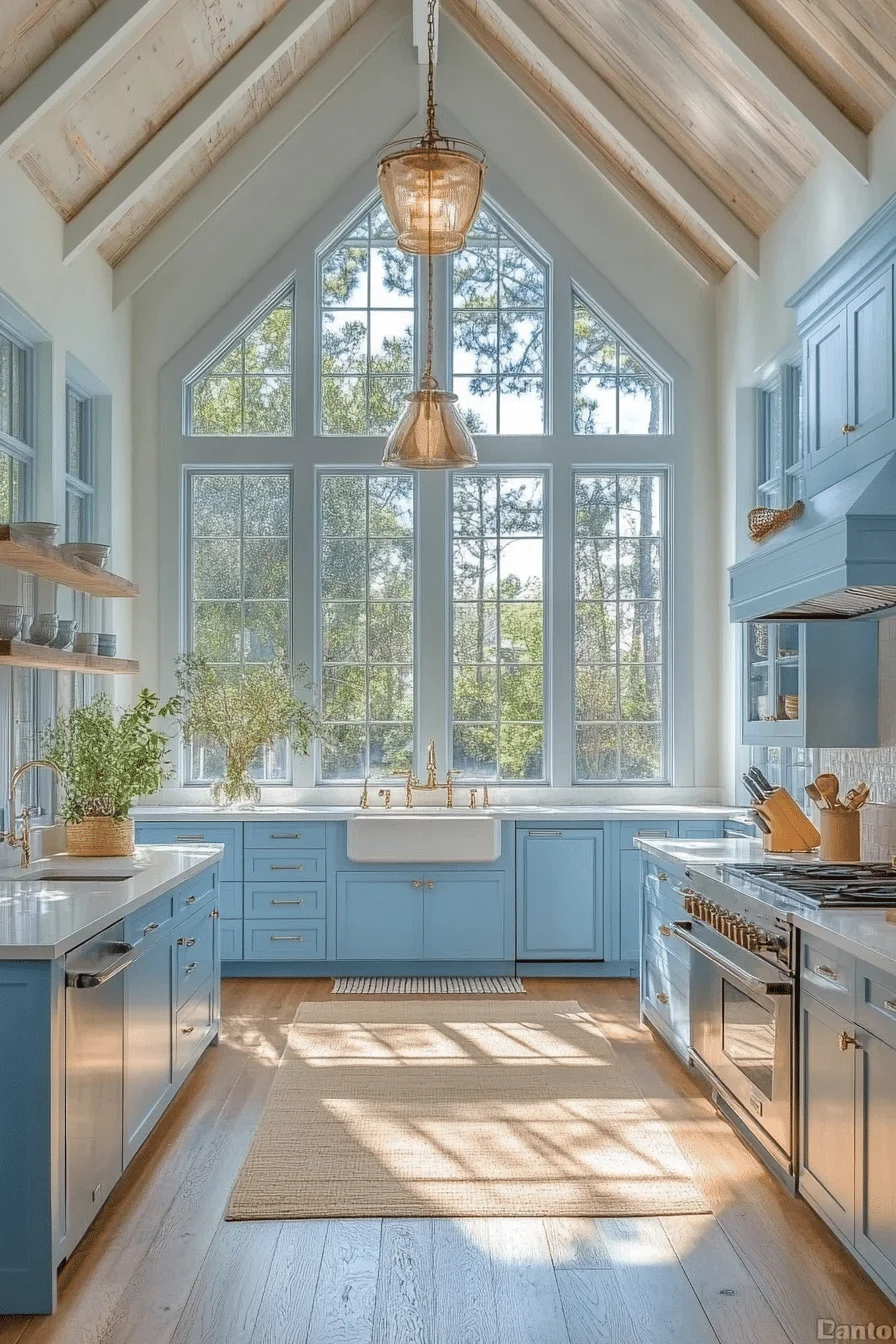 Sky blue kitchen walls
