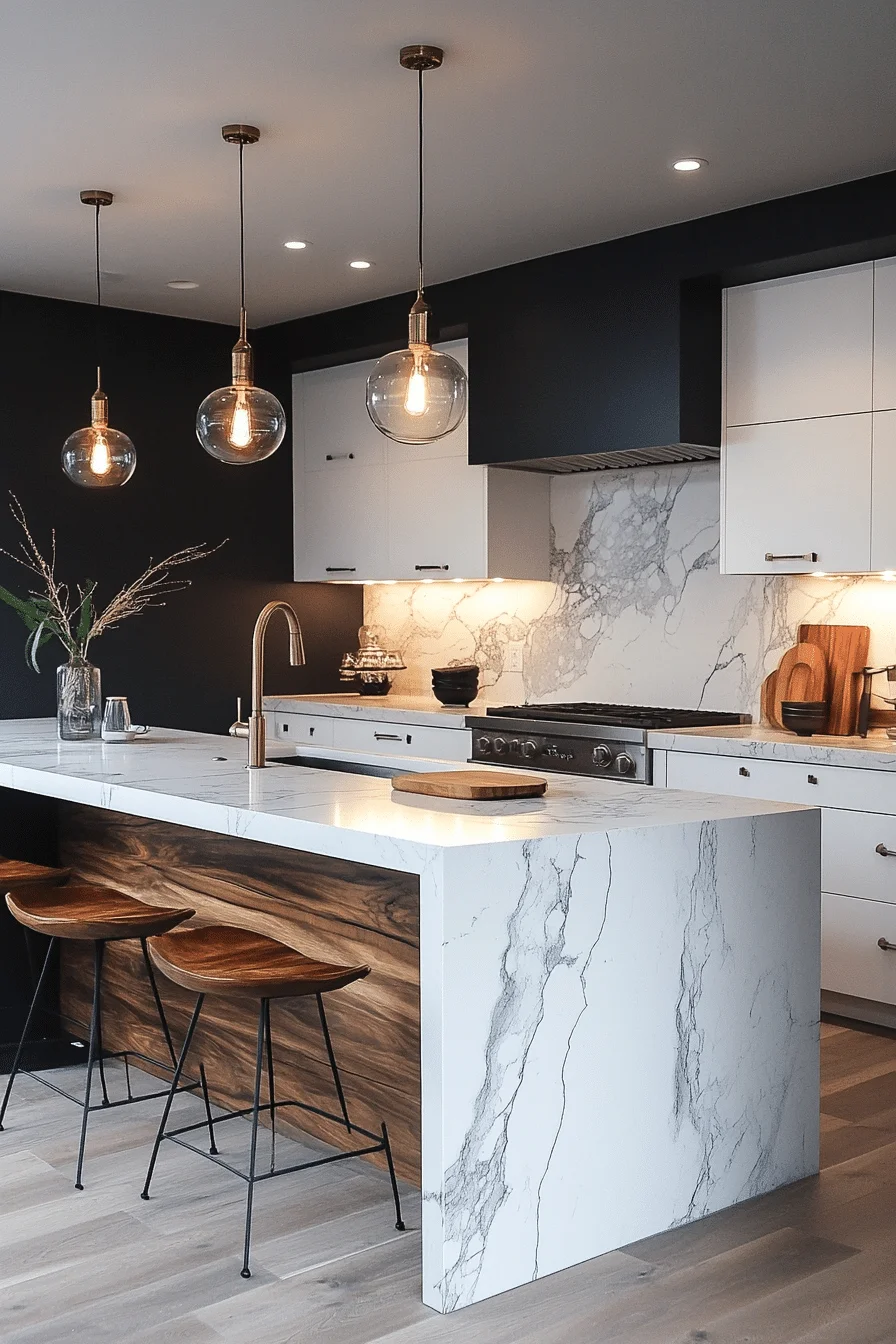 Charcoal black kitchen walls