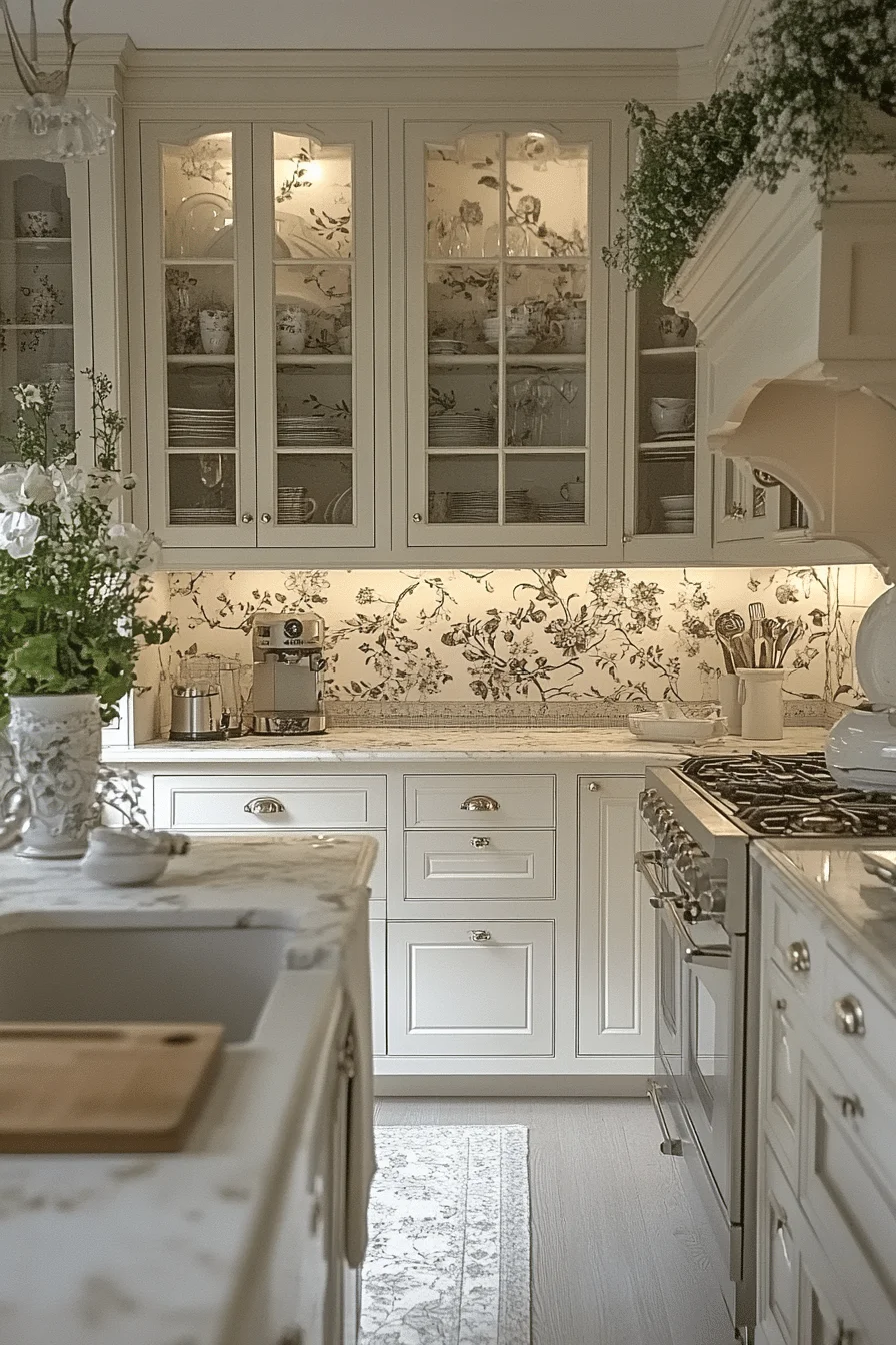 Lace ivory kitchen walls