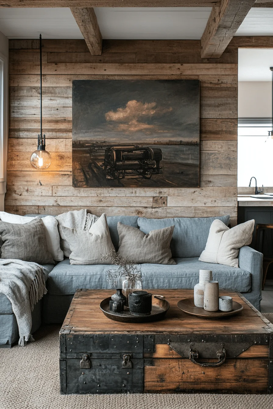 Vintage factory decor in living room